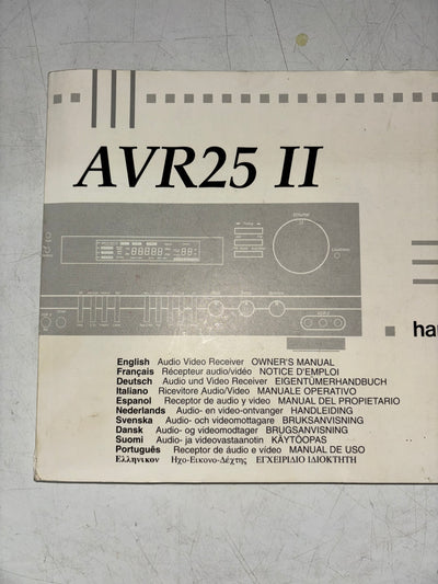 Harman Kardon AVR25 II Audio And Video Receiver User Manual