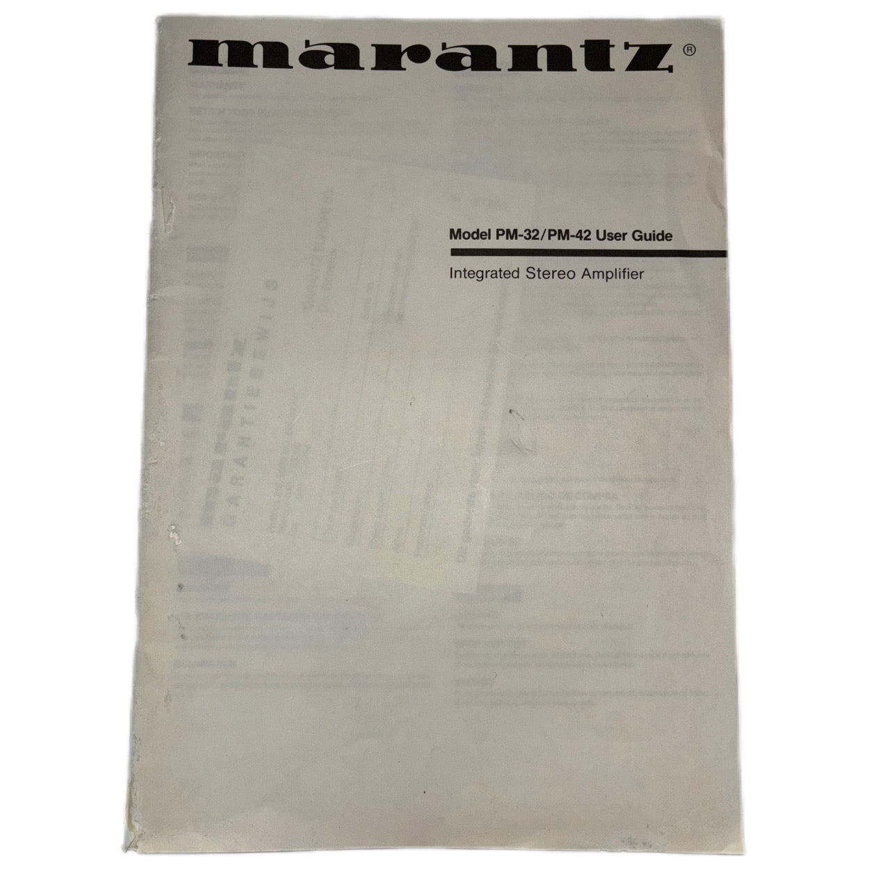 Marantz PM-32/PM-42 Integrated Stereo Amplifier User Manual