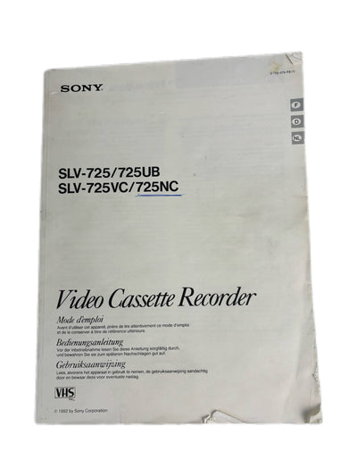 Sony SLV-725 Video Cassette Recorder Manual