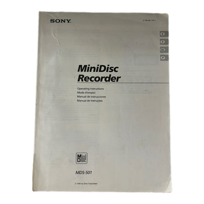 Sony MDS-501 Minidisc Recorder User Manual