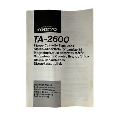 Onkyo TA-2600
Stereo Cassette Tape Deck User Manual