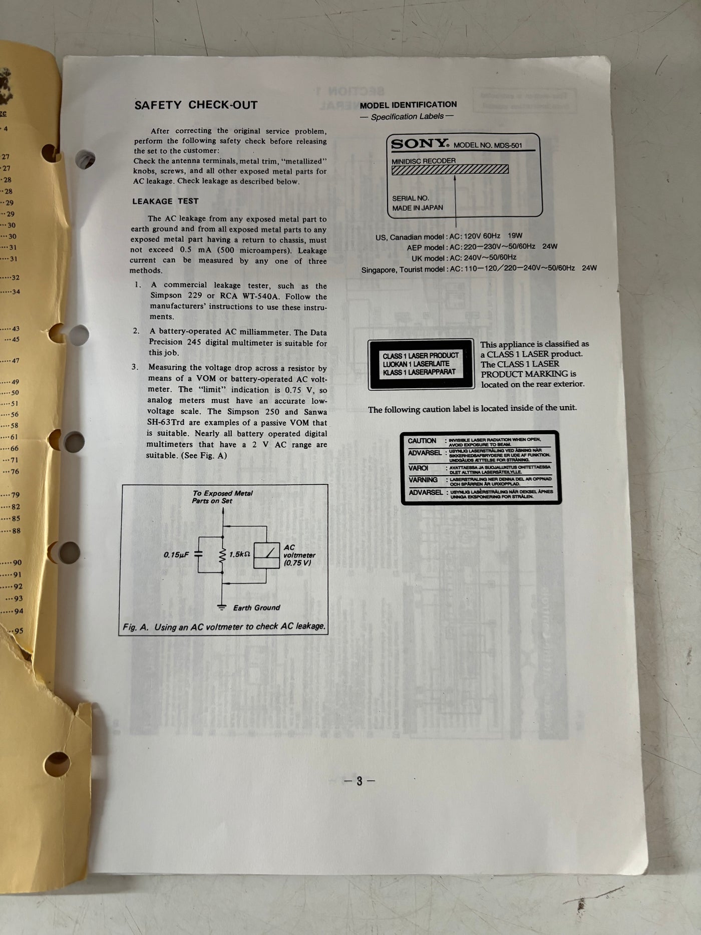 Sony MDS-501 Minidisc Recorder Service Manual