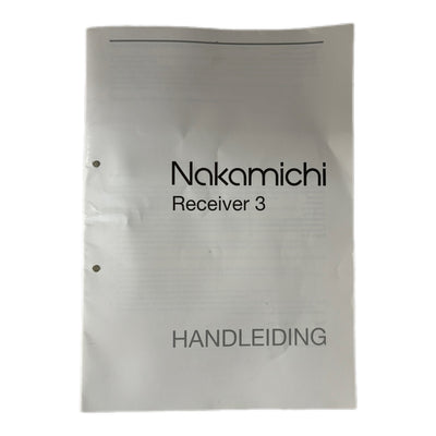 Nakamichi Receiver 3 Nederlandse Handleiding