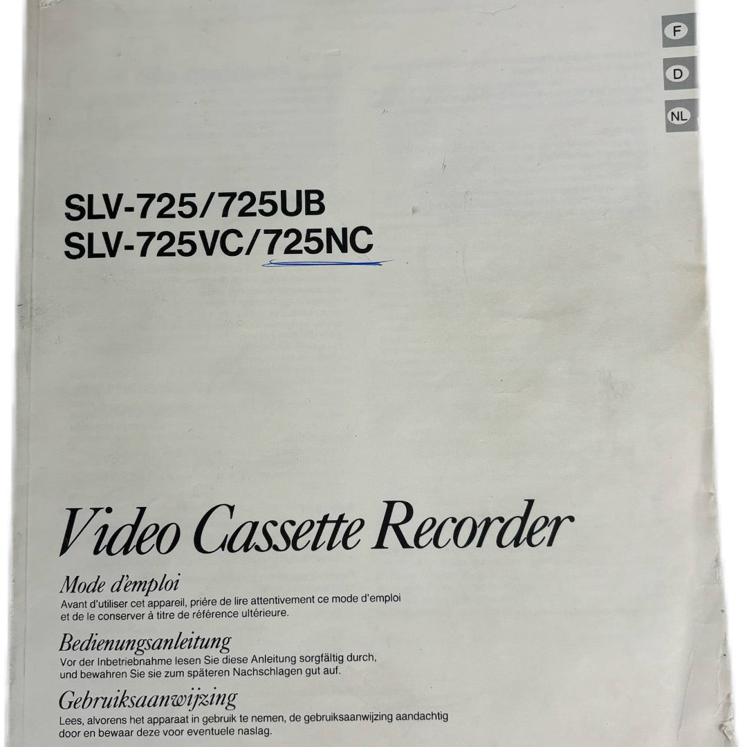 Sony SLV-725 Video Cassette Recorder Manual