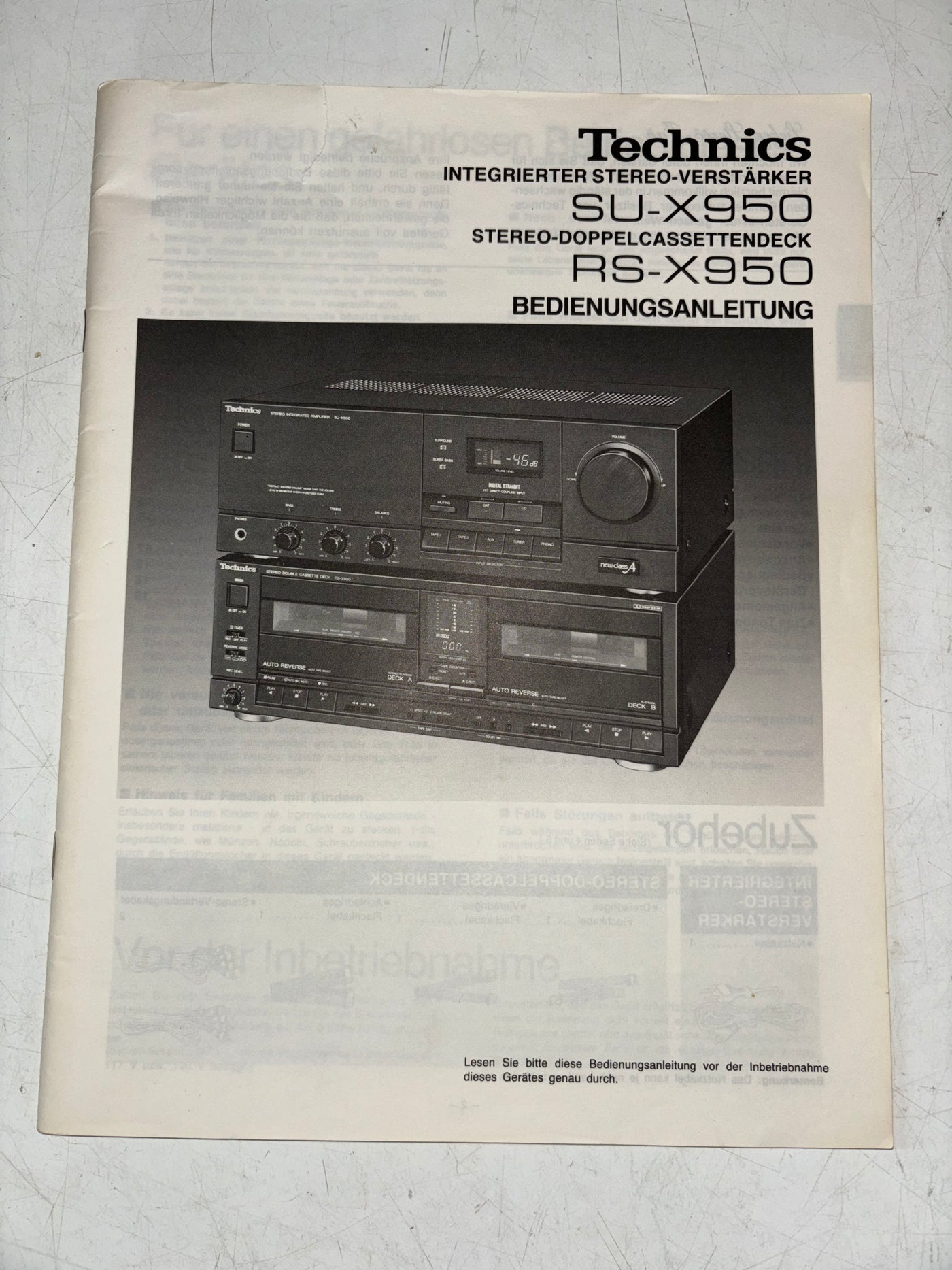 Technics SU-X950 Stereo Integrated Amplifier User Manual