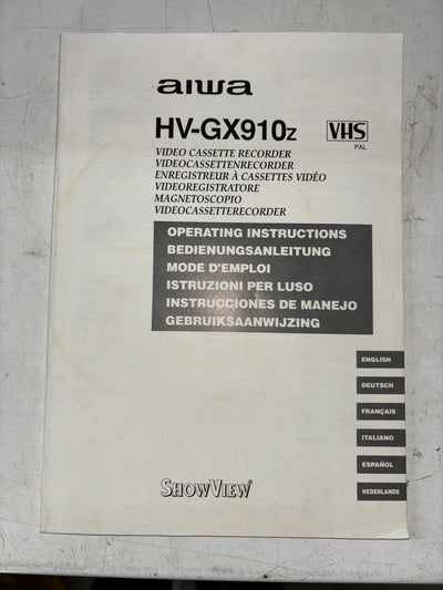 Aiwa HV-GX910z Video Cassette Recorder User Manual
