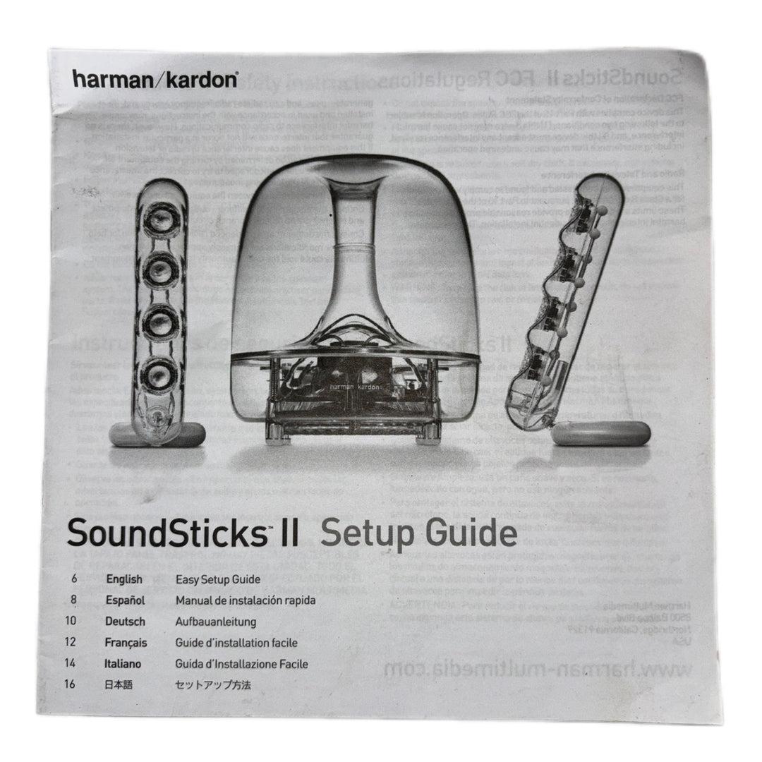 Harman Kardon Soundsticks II User Manual – Audio Star