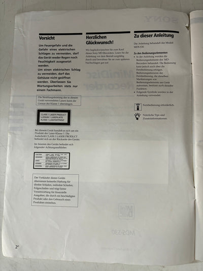 Sony MDS-S30 User Manual Minidisc Recorder