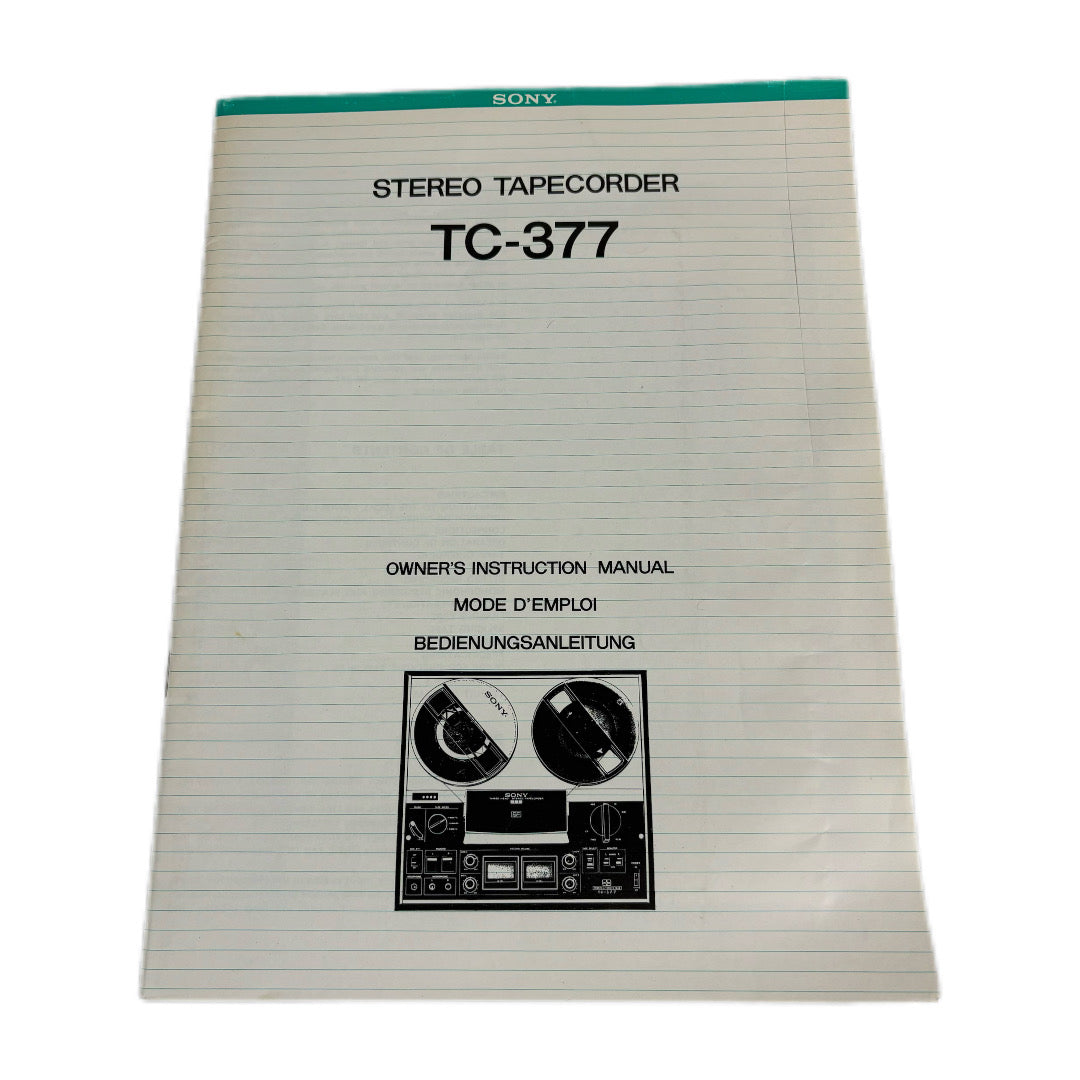Sony TC-377 Instruction Manual