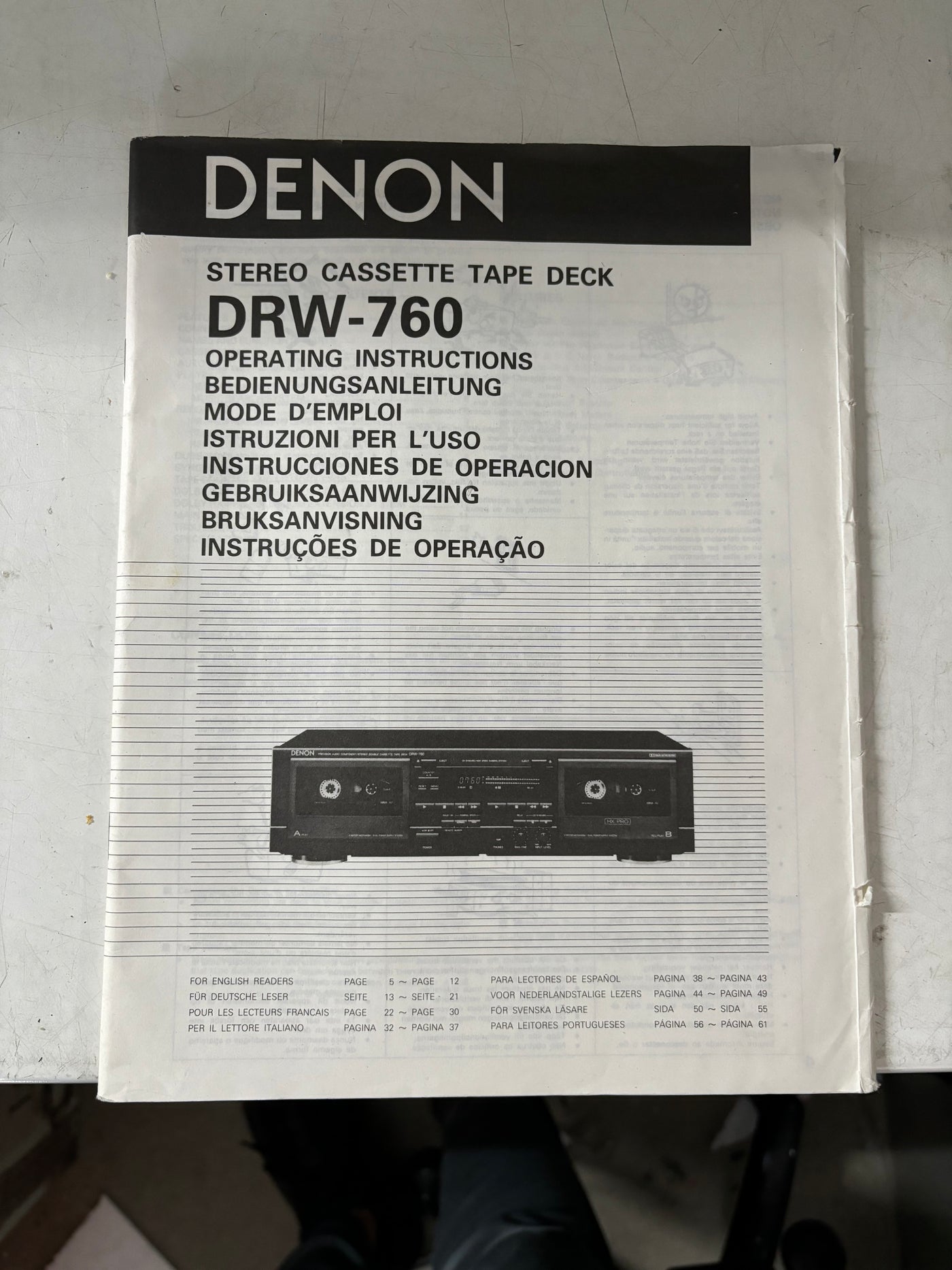 Denon DRW-760 Stereo Cassette Tape Deck User Manual