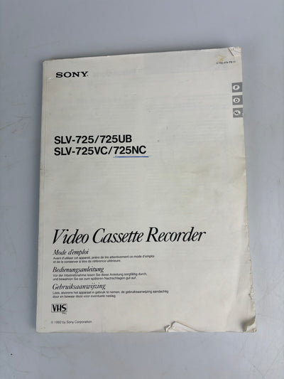 Sony SLV-725 Video Cassette Recorder Manual